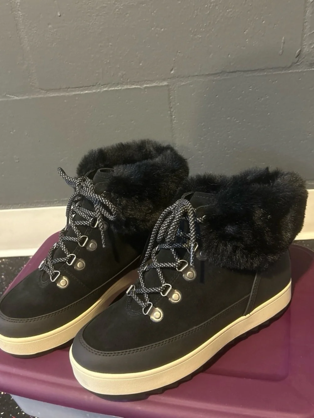 Kookaburra by Ugg Black Faux-Fur Lace-Up Winter Boot style high top